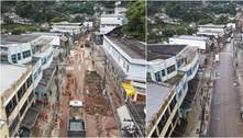 Após tragédia, veja 'antes e depois' da limpeza da lama nas ruas de Petrópolis