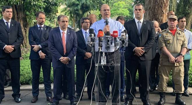 Governador do Rio, Wilson Witzel durante coletiva de imprensa