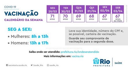 Rio Rio Divulga Calendario De Vacinacao Para Pessoas Com 67 Anos Noticias R7 Rio De Janeiro