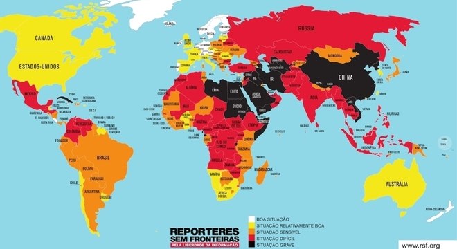 Brasil ocupa 102º lugar em ranking mundial de liberdade de imprensa