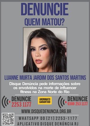Cartaz pede informações sobre morte de influenciadora