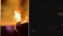 Caminhão pega fogo em acidente na Serra das Araras