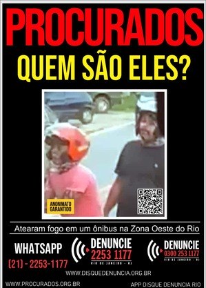 Disque Denúncia havia divulgado cartaz com foto de suspeitos