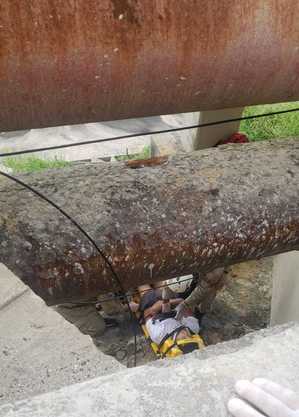 Ciclista foi socorrido por bombeiros
