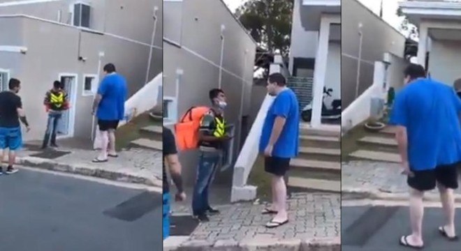 IFood expulsa usuário racista (de camisa azul) que agrediu entregador em Valinhos