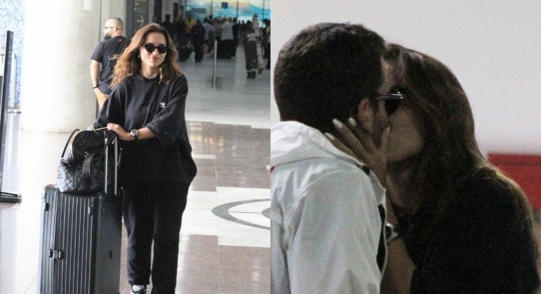 Rafa Kalimann aos beijos com o empresário Antonio Bernardo Palhares no aeroporto
