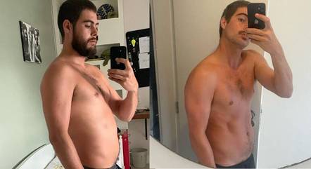 Rafa Vitti antes e depois de 20 dias de treino 
