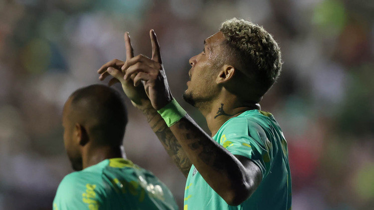 Rafael Navarro comemora gol pelo Palmeiras