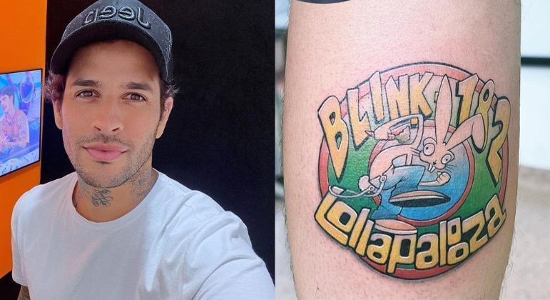 Ex-'BBB' Rafinha fez uma tatuagem para o show da banda Blink-182, que foi cancelado