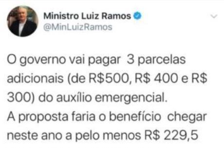 Tweet que foi posteriormente apagado por ministro