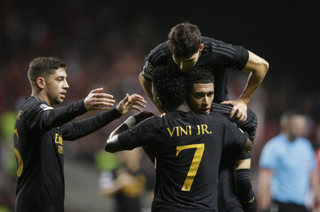 O Real Madrid segue invicto na competição. Com gols de Rodrygo e Bellingham e assistência de Vini Jr., os galáticos venceram o Braga por 2 a 1, jogando em Portugal, e lideram o Grupo C