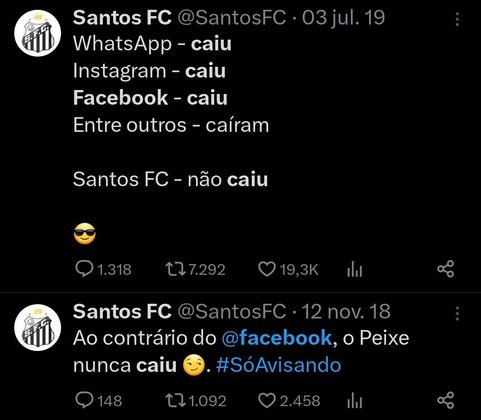 Essas publicações do Santos feitas no 