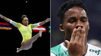 Rebeca e Endrick estão na lista dos atletas que se destacaram em 2023 (Montagem R7/ Yves Herman/Reuters - 08.10.2023 e Cesar Greco/Divulgação Palmeiras)
