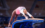 Rebeca Andrade faz salto na final do aparelho na Olimpíada de Tóquio