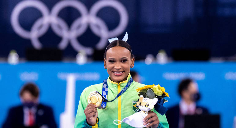 Rebeca Andrade venceu medalha inédita de ouro na ginástica artística