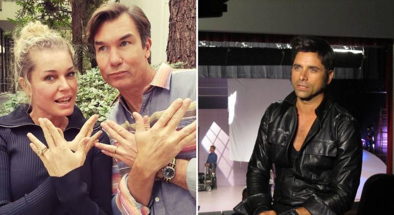 Rebecca Romijn e Jerry O'Connell à esquerda e John Stamos à direita
