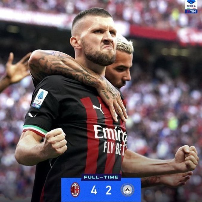 Ante Rebic, dois dos quatro gols do Milan