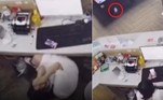 A recepcionista de uma casa de bilhar em Macheng, na província chinesa de Hubei, foi atingida no meio da testa por uma bola branca