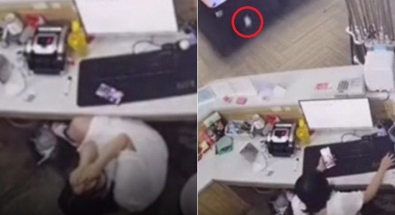 A recepcionista de uma casa de bilhar em Macheng, na província chinesa de Hubei, foi atingida no meio da testa por uma bola branca