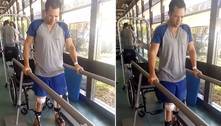 Homem atingido por aparelho em academia dá primeiros passos após acidente que o deixou paraplégico 