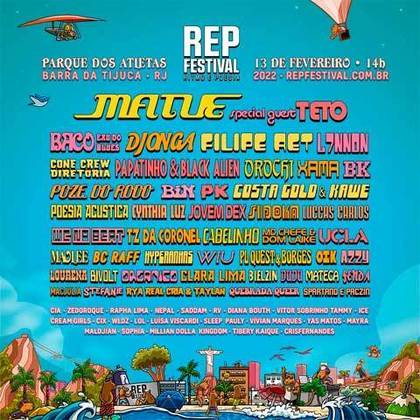 REP Festival -  O festival acontecerá nos 12 e 13 de fevereiro, no Rio de Janeiro.
