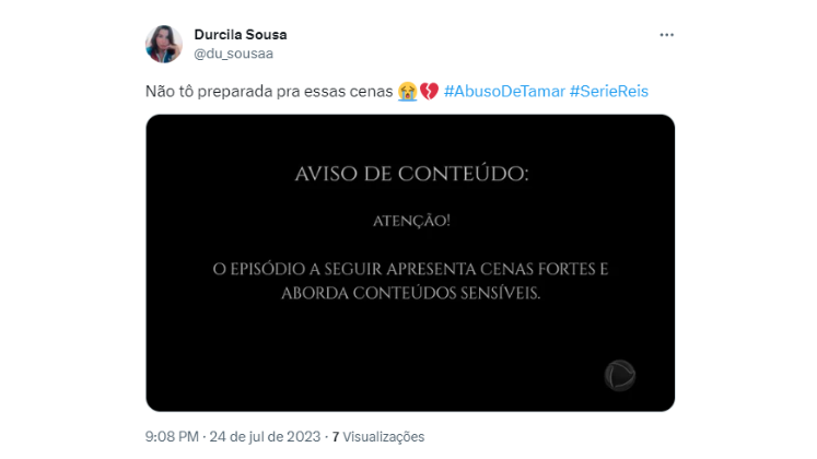 Logo no início do episódio, os telespectadores foram alertados sobre as cenas fortes e os conteúdos sensíveis que seriam abordados 