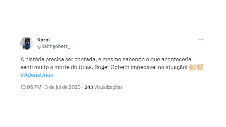 O fim de Urias está descrito na Bíblia, mas graças a Gobeth, o público lamentou a morte do valente. 