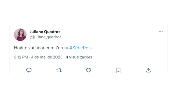 Já em Hebrom, Davi levou Hagite para se abrigar com sua irmã, Zeruia (Juliana Boller), que recebeu a moça de braços abertos 