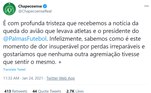 A Chapeconese lembrou acidente acorrido em 2016 e publicou no Twitter: 