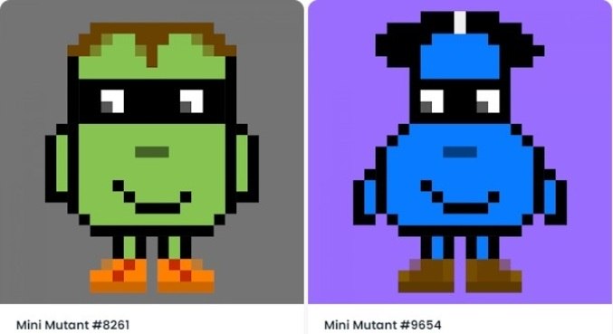 Reprodução de NFTs da série Mini Mutants, em alta no marketplace OpenSea