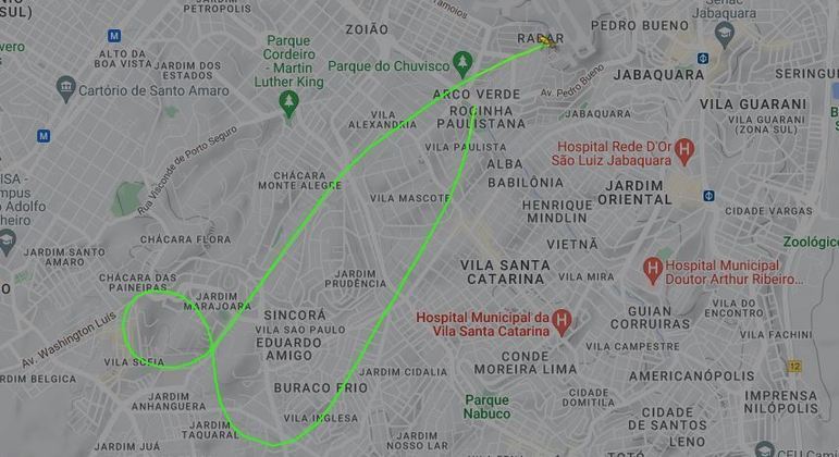 Aeronave teria partido de Congonhas, em SP, com piloto e mecânico de helicópteros