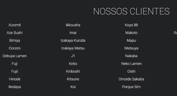 Restaurantes que a Keishi diz atender