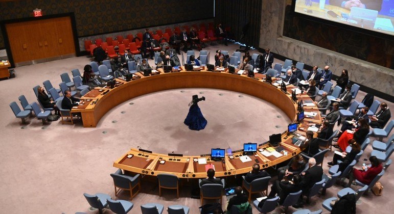 Conselho de Segurança da ONU reunido em Nova York, nos Estados Unidos