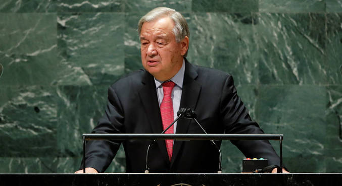 O secretário-geral da ONU António Guterres abriu a Assembleia Geral nesta segunda