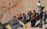 Rescuers work to reach a five-year-old boy trapped in a well in the northern hill town of Chefchaouen, Morocco February 5, 2022. REUTERS/Thami Nouas NO RESALES. NO ARCHIVES
