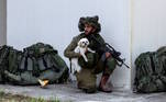 Os soldados israelenses também conseguiram salvar a vida de alguns animais abandonados