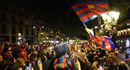 Torcedores do Barcelona fizeram festa pela Catalunha
