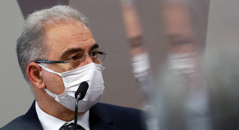 O ministro da Saúde, Marcelo Queiroga, em depoimento à CPI da Covid