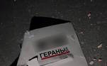 A imagem do drone abatido, que é fabricado pelo Irã, mostra um recado para os soldados ucranianos: 'Pelo Kremlin'