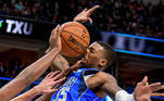 Feb 1, 2020; Dallas, Texas, USA; Dallas Mavericks guard Delon Wright (55) is hit in the face with the ball as he goes after the ball held by Atlanta Hawks guard Brandon Goodwin (0) during the second half at the American Airlines Center. Mandatory Credit: Jerome Miron-USA TODAY Sports/File Photo TPX IMAGES OF THE DAY SEARCH 'POY SPORTS' FOR THIS STORY. SEARCH 'REUTERS POY' FOR ALL BEST OF 2020 PACKAGES