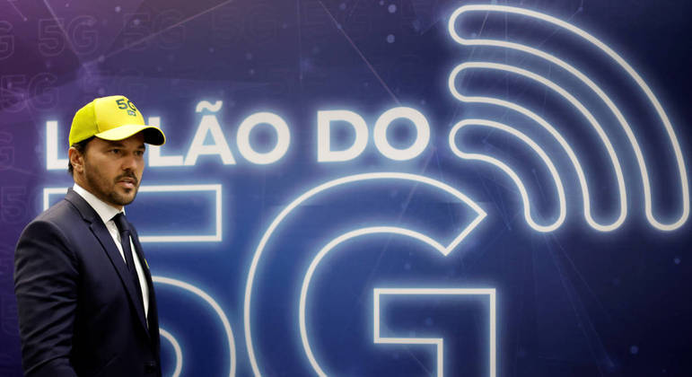 Ministro das Comunicações, Fábio Faria, em leilão do 5G
