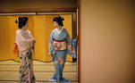 Mayu and Koiku, who are geisha, wait for their customers, who are hosting a party at Asada, a luxury Japanese restaurant, where they will entertain with other geisha, during the coronavirus (COVID-19) outbreak, in Tokyo, Japan, June 23, 2020. REUTERS/Kim Kyung-Hoon SEARCH "GEISHA COVID-19" FOR THIS STORY. SEARCH "WIDER IMAGE" FOR ALL STORIES.