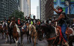 Protesters on horseback rally against the death in Minneapolis police custody of George Floyd, through downtown Houston, Texas, U.S., June 2, 2020. REUTERS/Adrees Latif TPX IMAGES OF THE DAY