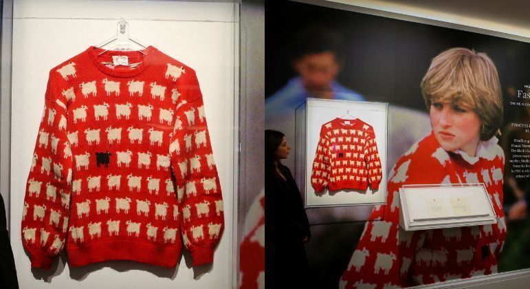 Icônico suéter de ovelhas da princesa Diana é exposta e será leiloado