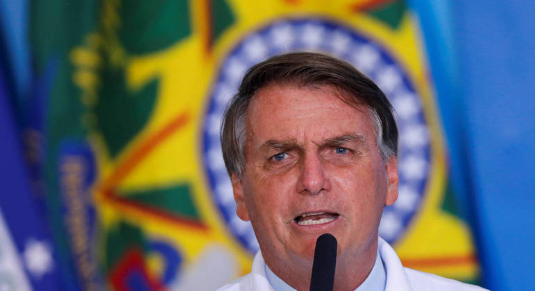 O presidente Jair Bolsonaro, em cerimônia no Palácio do Planalto