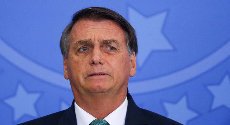 O presidente e candidato à reeleição Jair Bolsonaro (PL) em evento no Palácio do Planalto