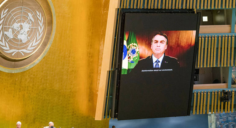 Bolsonaro discursou por vídeo na última Assembleia Geral da ONU por causa da pandemia da Covid-19