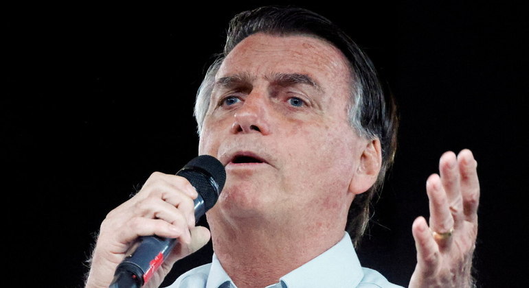 O ex-presidente Jair Bolsonaro durante evento organizado na Flórida, nos Estados Unidos