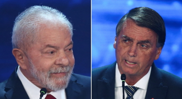 Luiz Inácio Lula da Silva e Jair Bolsonaro durante debate
