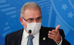 Brazil's Minister of Health, Marcelo Queiroga, gives a press conference on the Planalto Palace in Brasilia, Brazil March 24, 2021. REUTERS/Ueslei Marcelino